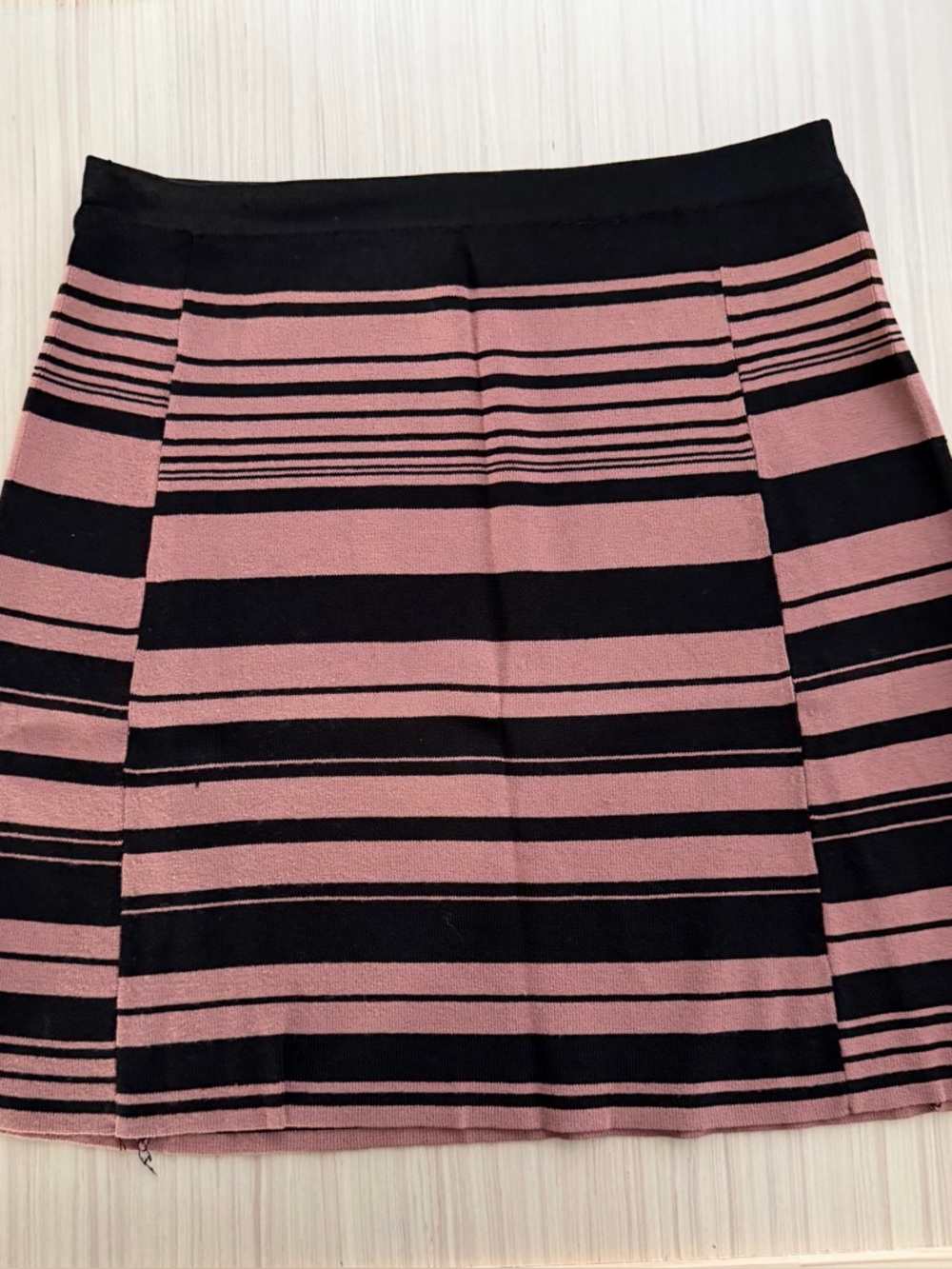 LOFT Pink and Black Horizontal Stripe Knit Mini Skirt